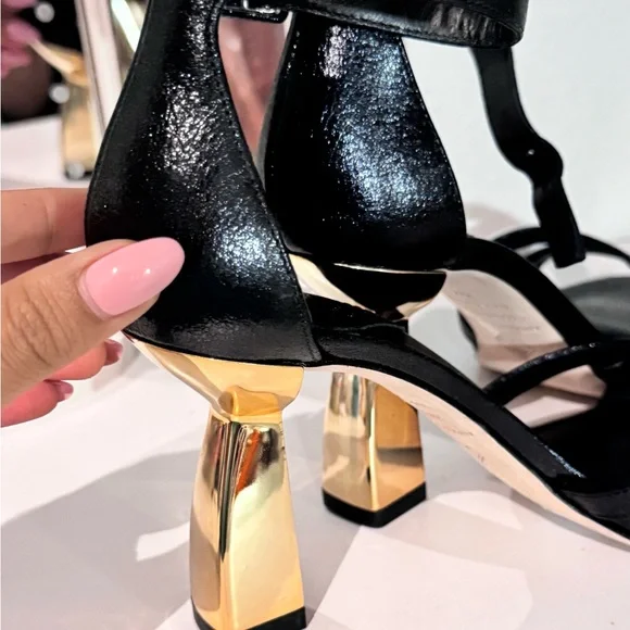 ANTONIO MELANI Black Heels with Gold Accent - Picture 5 of 9